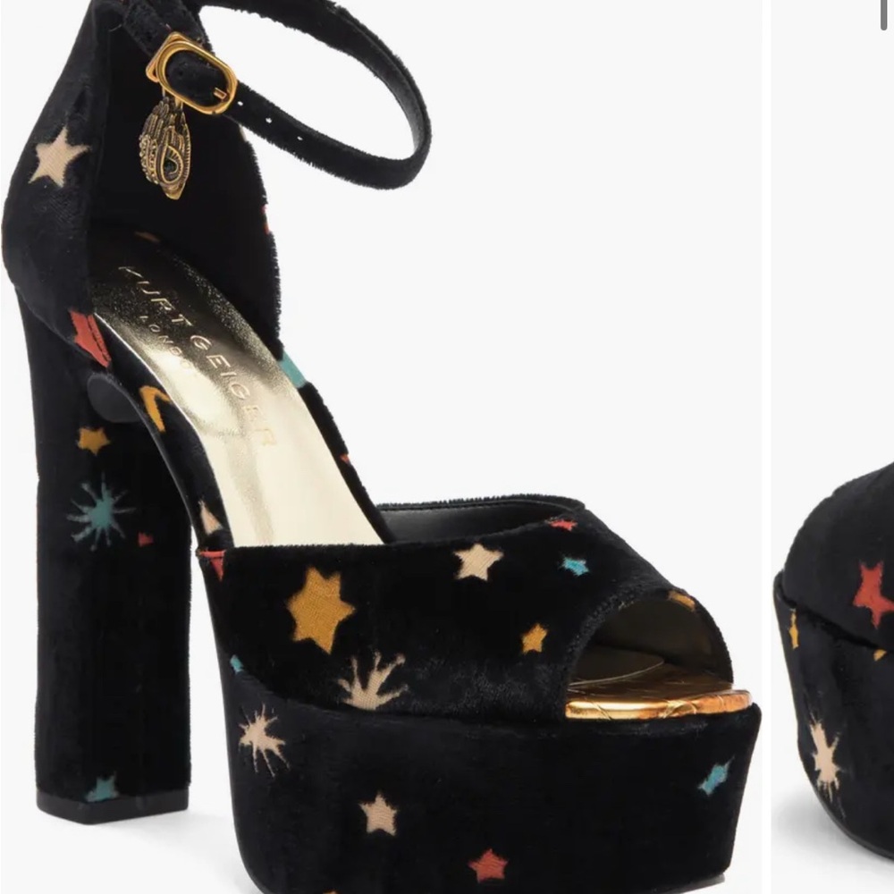Kurt Geiger London Shoreditch Velvet Star Embroidered Platforms